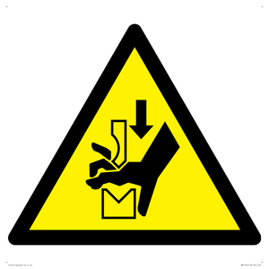 W030 Warning: Hand crushing between press brake tool